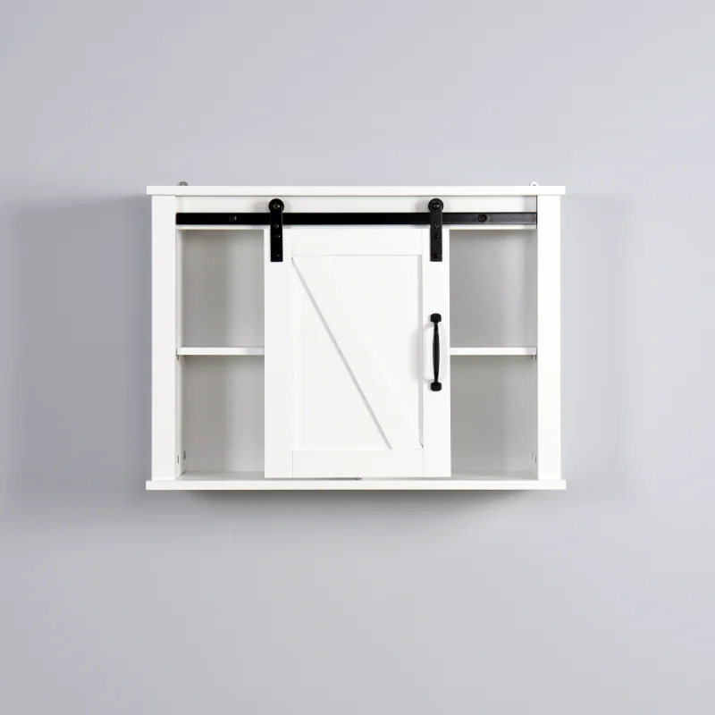 

[Flash Deal]Bathroom Wall Cabinet with 2 Adjustable Shelves Wooden Storage Cabinet with A Barn Door 27.16x7.8x19.68Inch
