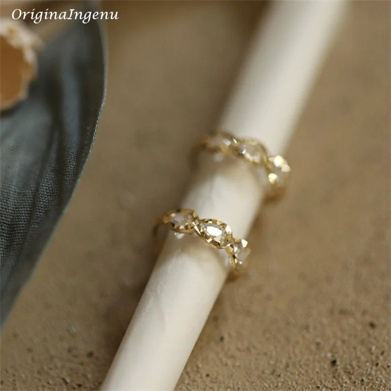 

Серьги-кольца женские из настоящего золота с фианитом, 9 к