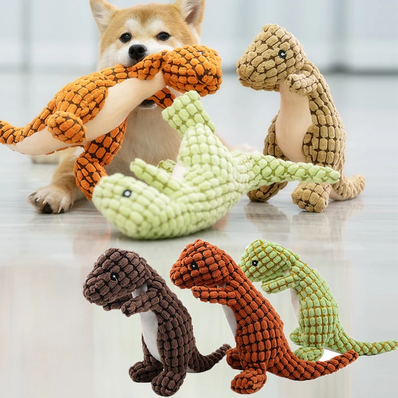 Squeakers For Toys Dinosaur Feisty Pets Products For Dog Chew Plush Toys For Dogs Playing Bite Scream Pet Shop Novelty Products