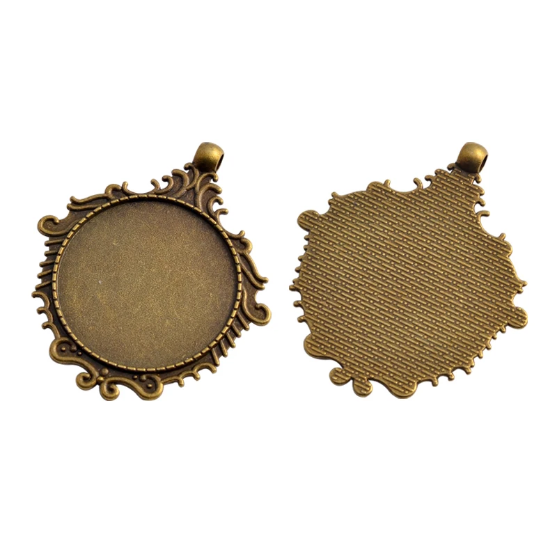 

5pcs/lot 35mm Inner Size Antique Bronze colors Vintage Flower Style Cabochon Base Setting Charms Pendant 5pcs/lot 35