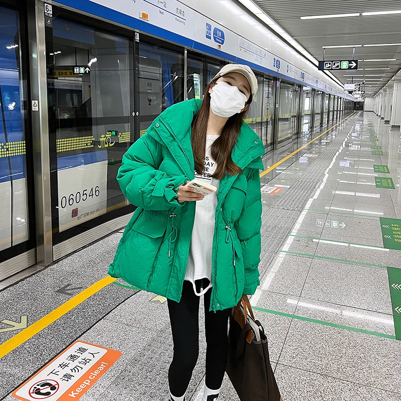 

Women Jacket 2022 New Winter Parkas Female Solid Coat Warm Cotton Jackets Stand Collar Casual Warm Parka Coat Female Outwear