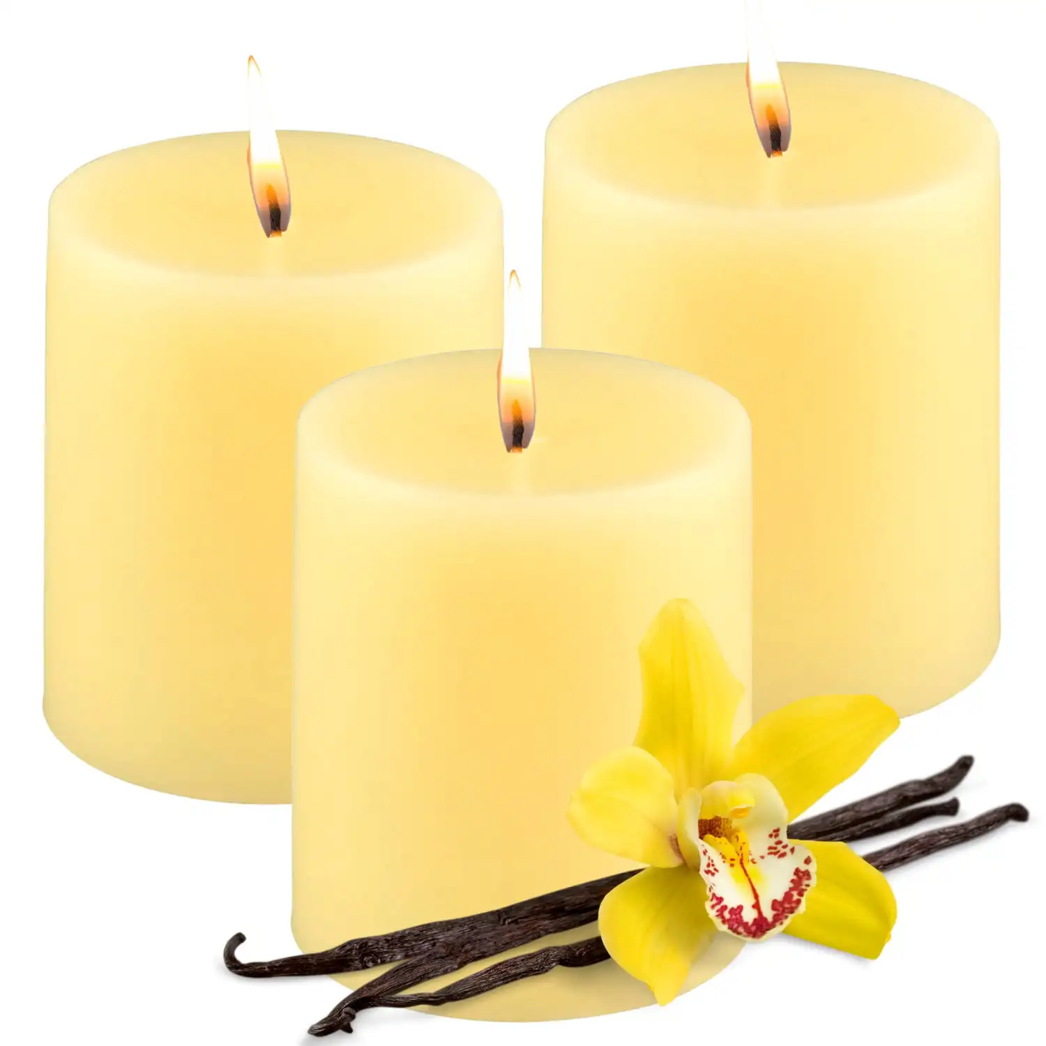 

Candles for Home Scented - Vanilla - Vanilla Scented Candles 3 Pack - Scented Pillar Candles