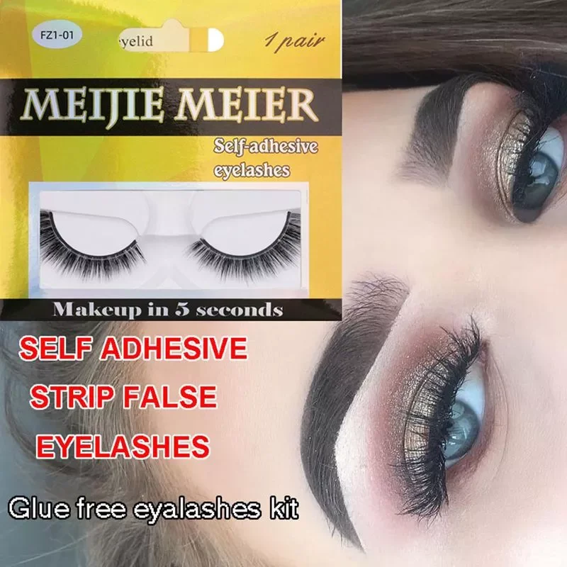 

NEW IN Reusable Self-Adhesive Faux Mink Eyelashes No Residue On The Skin 3D False Eyelashes Glue Free Natural Long Fake Eyelashe