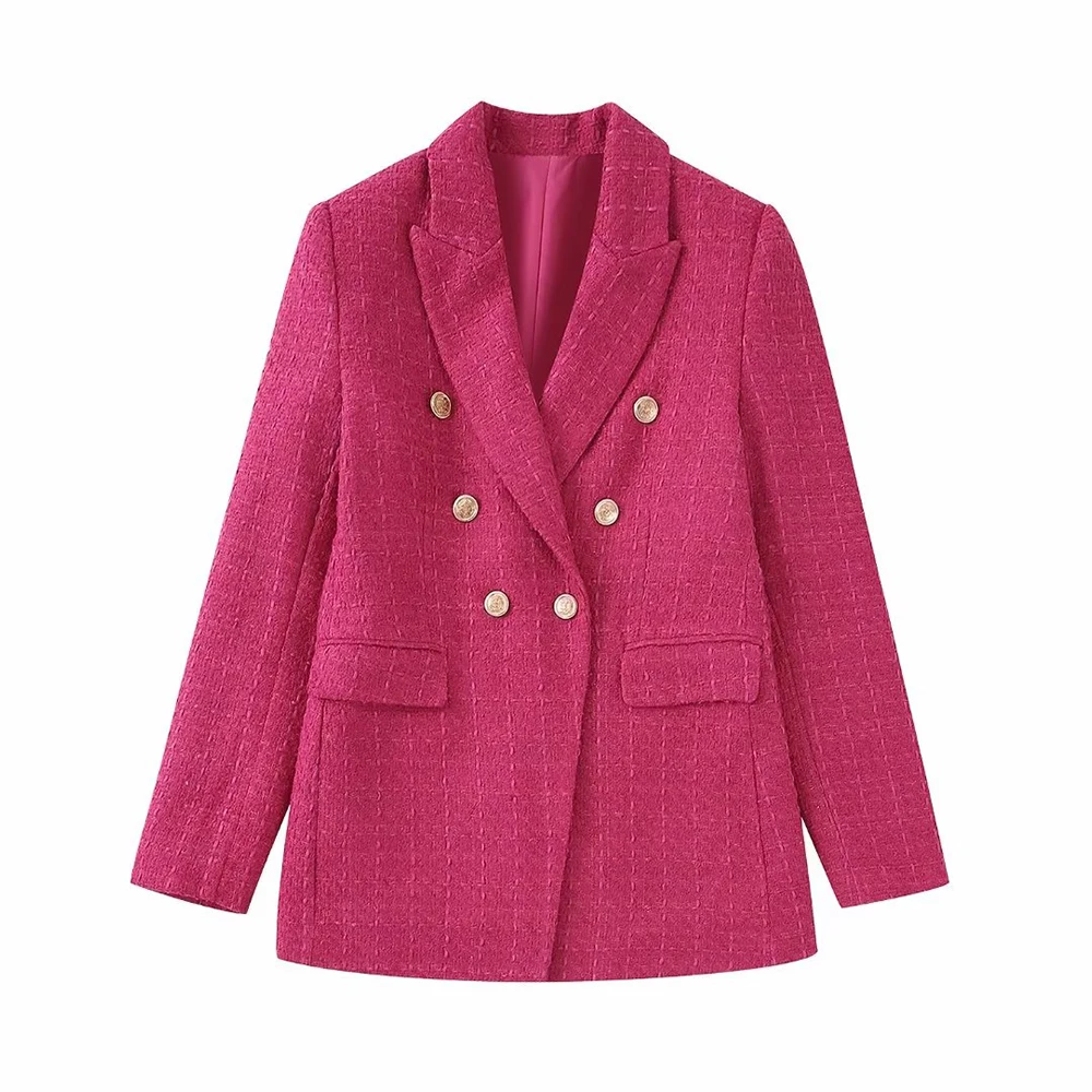 

PB&ZA Women's Blazer New Fall 2022 fashion style commuter double-breasted leisure suit Coats European and American style