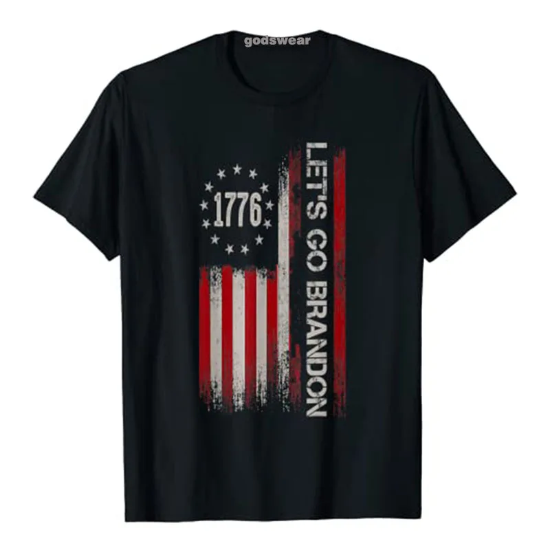 

Lets Go Brandon USA Flag T-Shirt Freedom Since 1776 Graphic Tee Tops Sarcastic Clothes Political Jokes Outfits