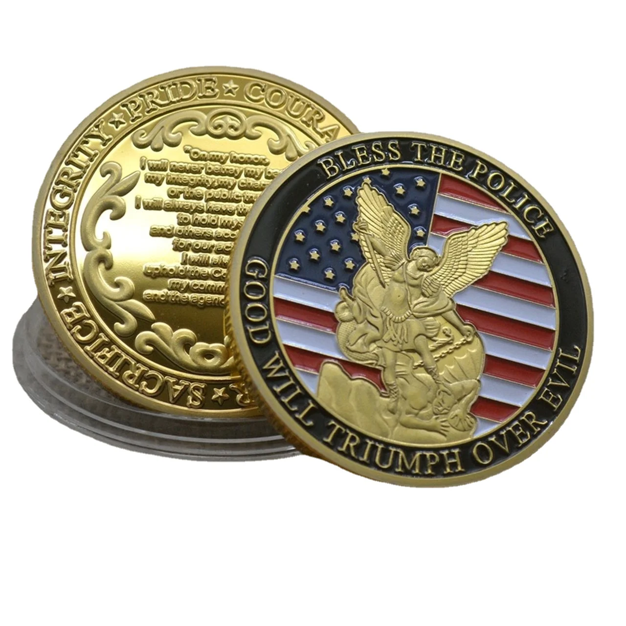 

US Coins Commemorative Coin Angels Bless The Police Challenge Coin Gold Plated Commemorative Badge Collection Coin