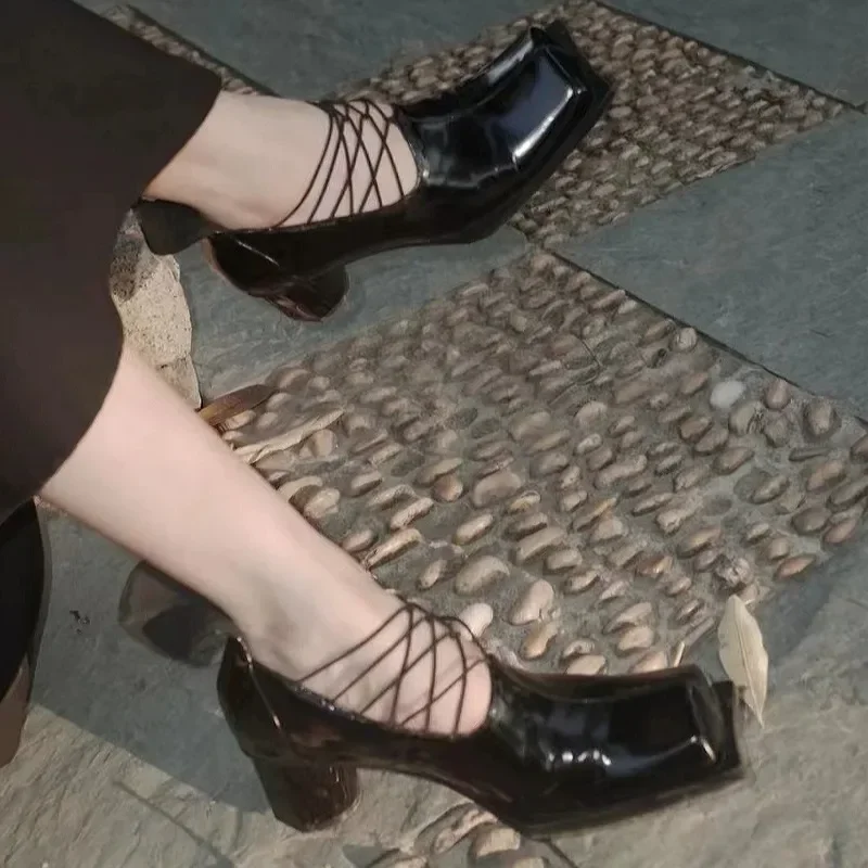 Однотонные туфли-лодочки с квадратным носком повседневная обувь без шнуровки на