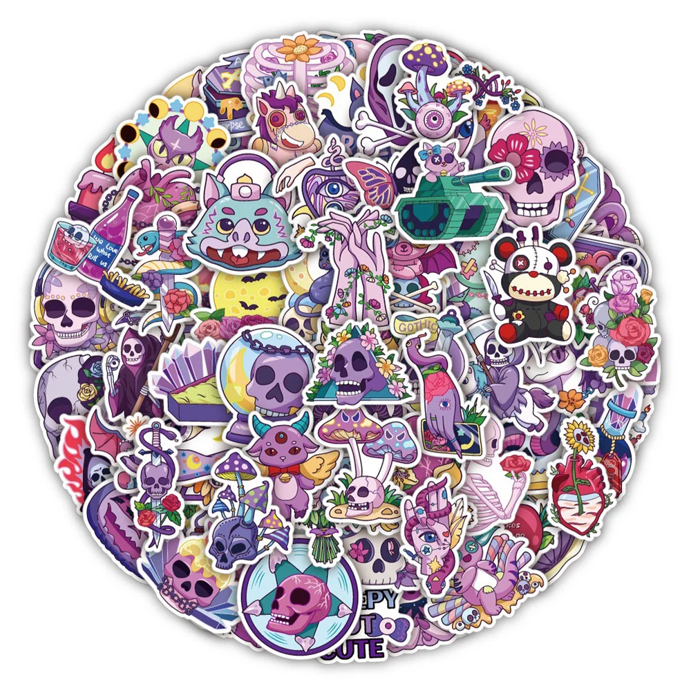 

10/30/50/100PCS Cool Gothic Halloween Horror Skull Cartoon Stickers Decoration Decals Fridge Laptop Guitar Wall Sticker Kid Toy