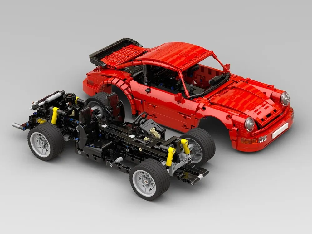 Фото MOC-239017 Крутая модель гоночного автомобиля 964 Turbo (1:12) красного цвета, 1440 деталей, развивающая игрушка для детей, подарок на день рождения для мальчиков №4