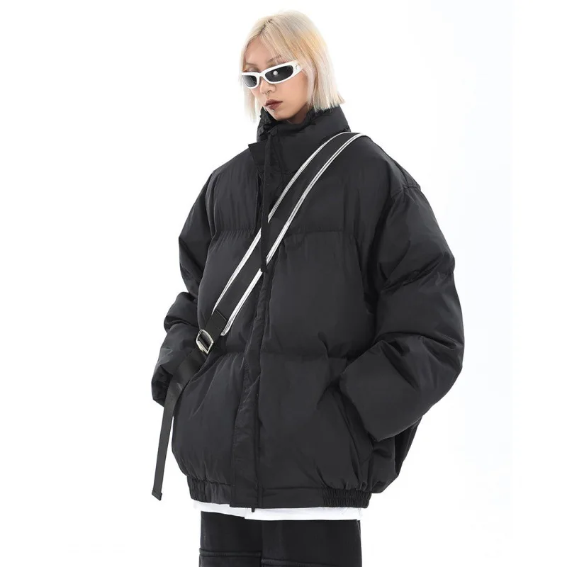 

Winter American solid color collar coat men's and women's high street retro couples loose padded warm cotton-padded clothes