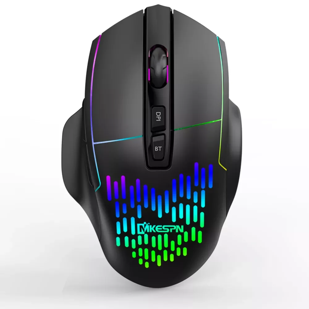 

Wireless Mouse Rechargeable Triple-Mode Mouse (BT5.0&BT3.0&2.4G) Breathing Light 3 Adjustable DPI Levels Plug N Play Bla