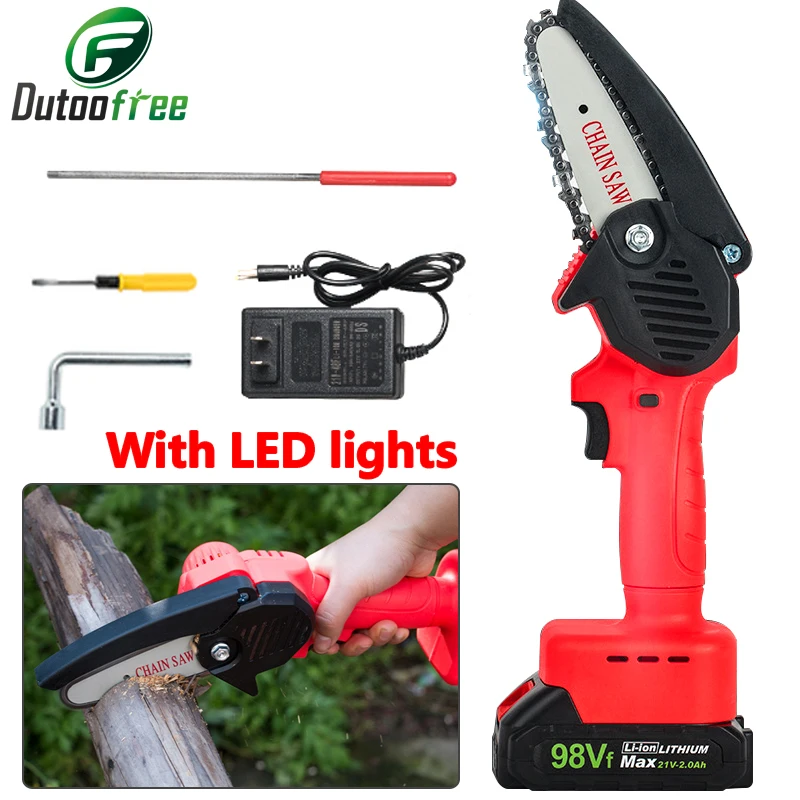 Беспроводная Электрическая цепная пила для обрезки фруктовых деревьев, 800 Вт, Φ, 4 дюйма, 21 в, перезаряжаемая портативная цепная пила для обрезки сада