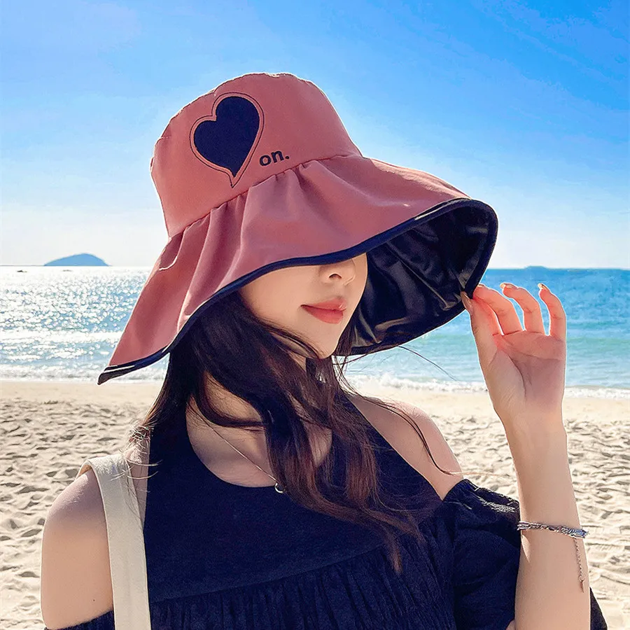 

Summer Women Sunhat Foldable Casual Bucket Headgear Outdoor Sunscreen Anti-UV Seaside Beach Fashion Fisherman Hats Wide Brim Cap