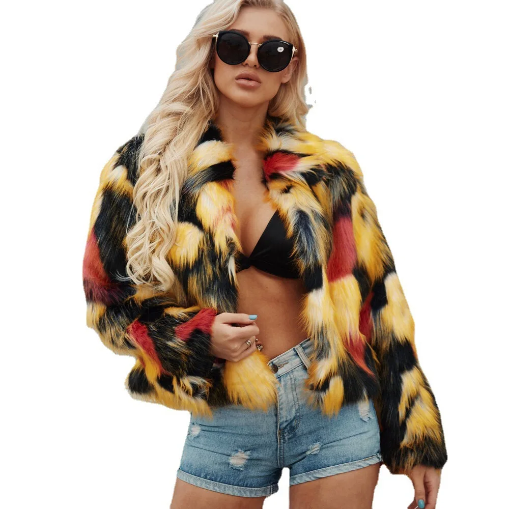 Women's Leather Fur Coat Fashion Faux Fur Coat Women's Artificial Fur Warm Jacket Women Faux Fur Coat