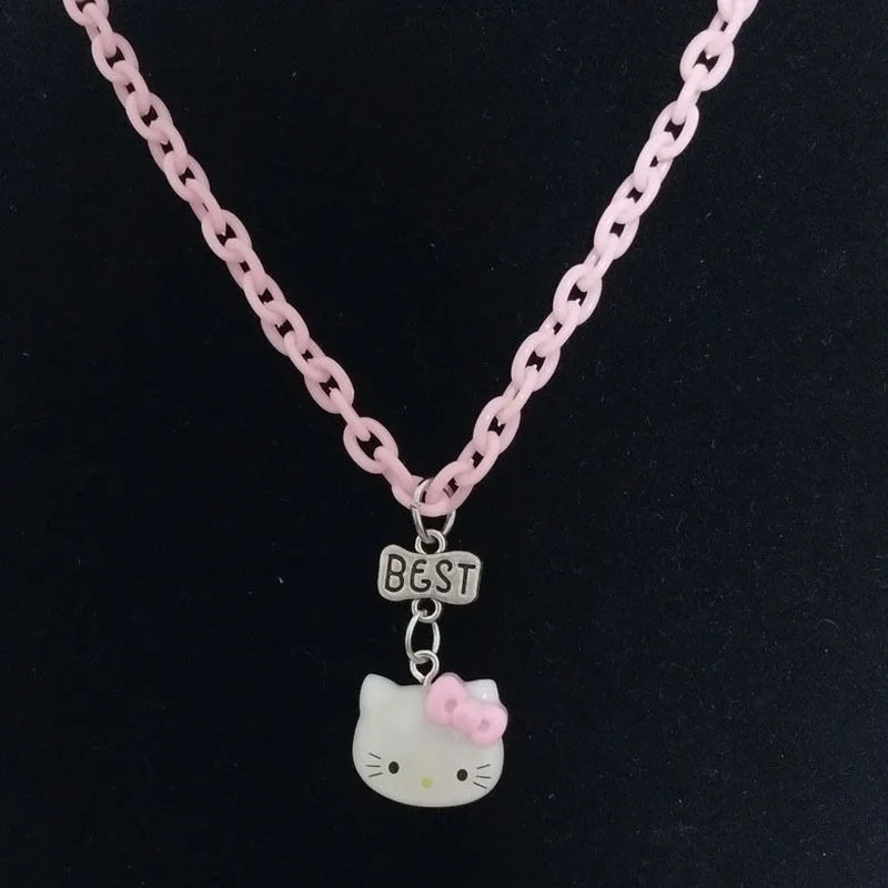 

Ожерелье Hello Kitty из аниме «добрый друг» с розовым мультяшным котом, Женское Ожерелье, модная темпераментная маленькая бижутерия для танцев н...