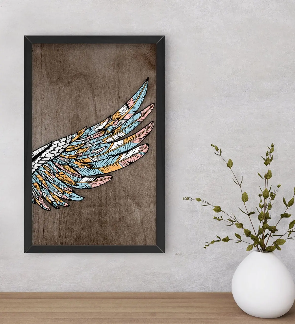

BK Home Wing Decorative Wood Black Framed Tablo-2