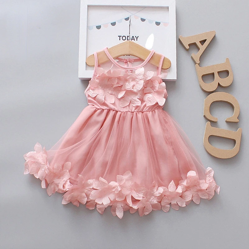 Baby Girl Birthday Princess Flower Fairy Party Dresses Summer Sweet Kid's Clothing Mesh Dress Children Clothes