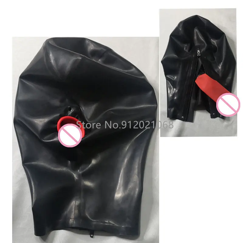 

Латексная Маска на все лицо ручной работы, резиновая открывающаяся ноздри, унисекс капюшон с красной зеленой застежкой-молнией на спине