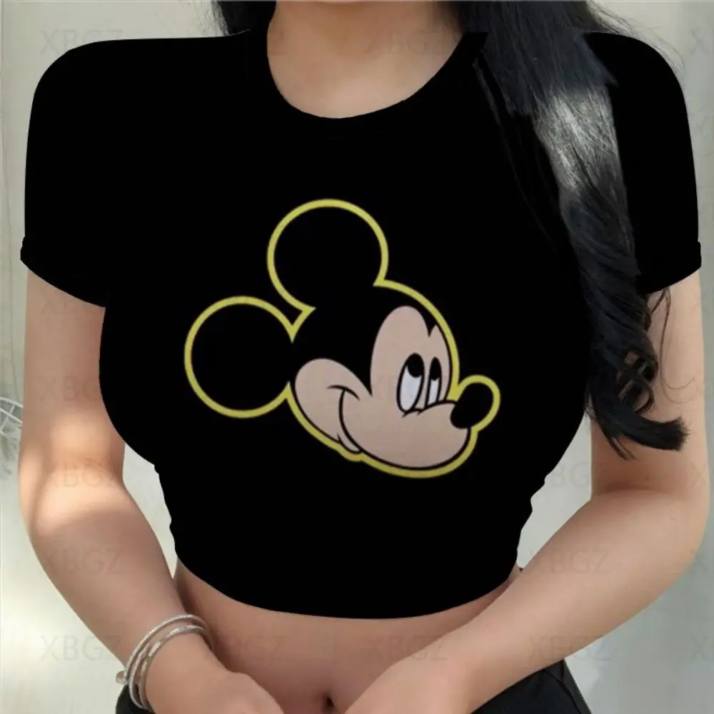 Модные женские блузки Минни Маус 2022 укороченный топ для вечерние приталенная
