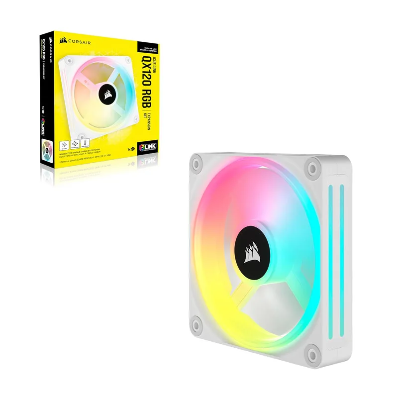 

Corsair iCUE LINK QX120 RGB 120 мм, магнитный купол RGB, один вентилятор-белый