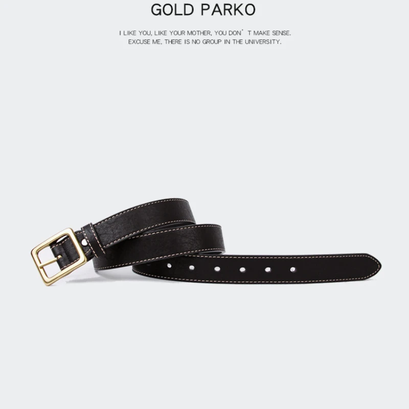 Women's Leather Belt Imitation Leather Belt with Jeans Fashion Simple and Versatile Ins-style Black Belt Korean Version