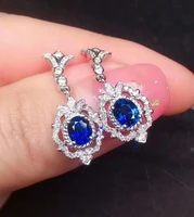 meibapj luxury sri lanka sapphire gemstone drop earrings real 925 silver fashion earrings fine charm jewelry for women