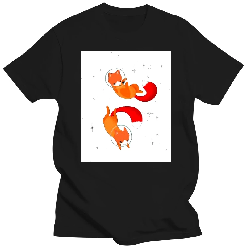 

Мужская футболка с коротким рукавом, черная уличная футболка в стиле хип-хоп с принтом космических Лис, большие размеры, 2019