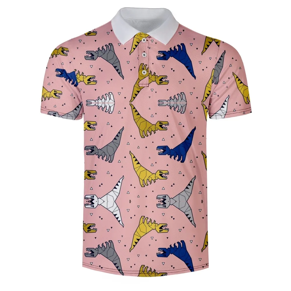 

2022 new men's casual breathable Polo Golf top can be customized to match with the fashion business Sports dinosaur