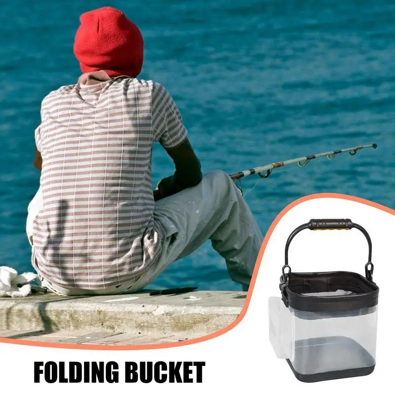 

Fishing Bucket Portable Folding Wash Basin With Net And Rope Fish Lures Bucket Wash Basin Barrel For Outdoor Travelling Camping