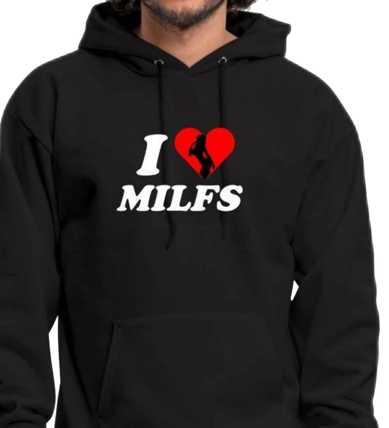 

I Love Milfs Adult Humor Fun Flirty Design Fleece Hoodie Men's Comfortable And Customizable Sweatshirts