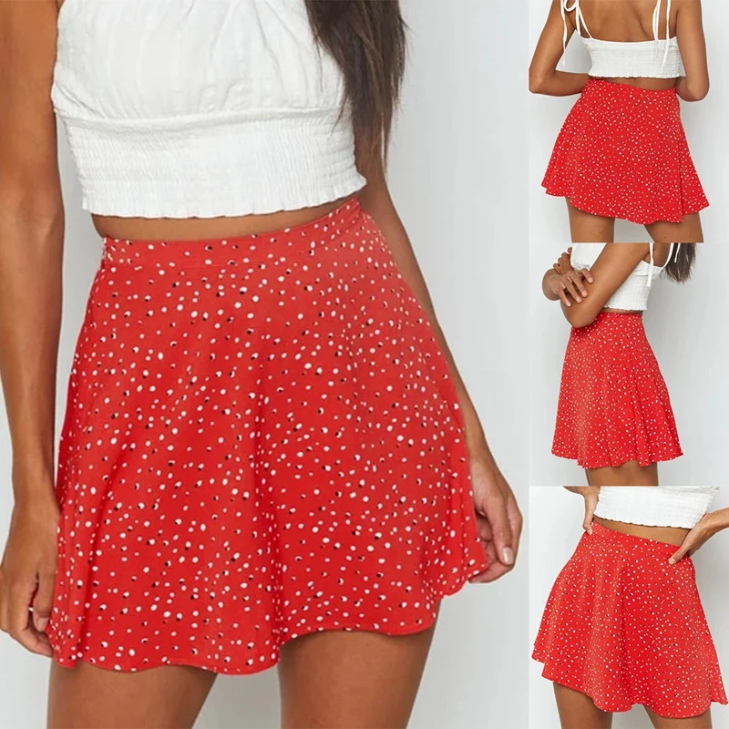 

Женская Расклешенная мини-юбка с высокой талией и принтом