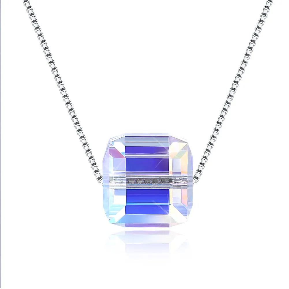 

Crystals from the Swarovski element sugar cube sterling silver necklace