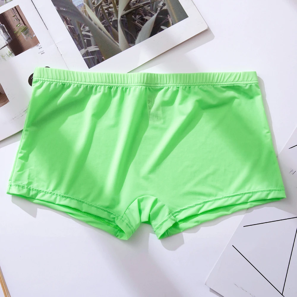 

Men's Panties Ice Silk Male Underwear Transparent Men Boxer Breathable Solid Color Ultra Thin Quick Drying Sexy Silk Boxers Man