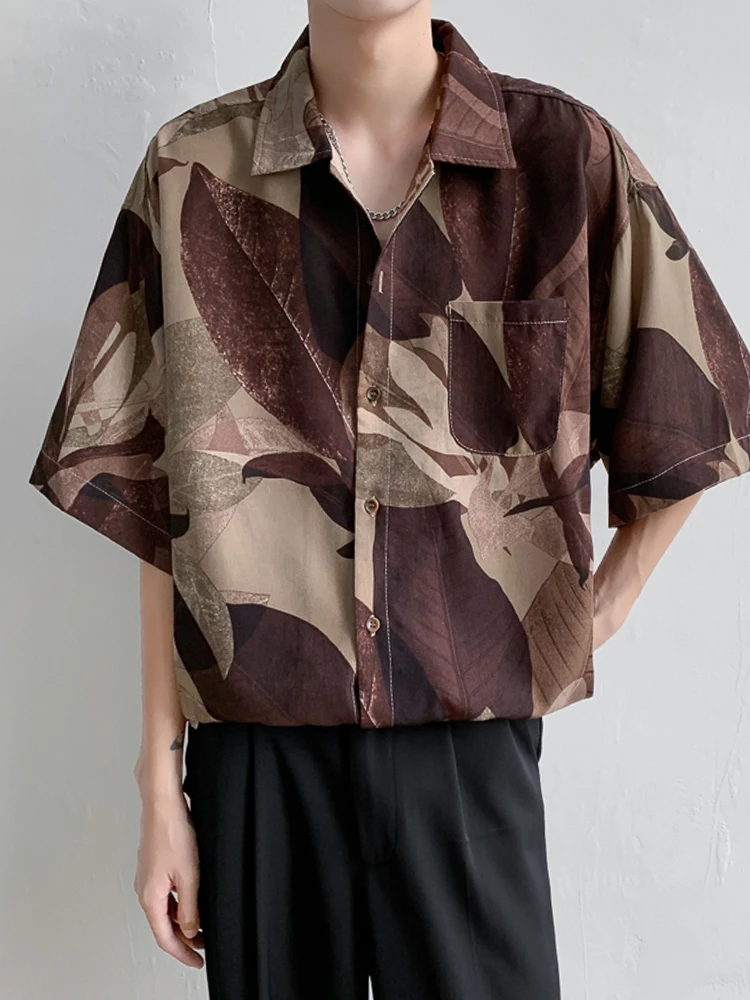 

Streetwear Casual Short Sleeve Men Shirt Summer Men's Clothing Single-breasted Loose Couple Print Oversized Shirts
