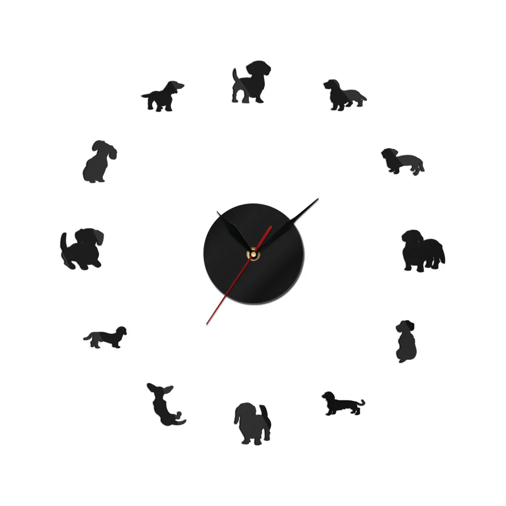 Reloj de pared 3d con temática de perro salchicha, perro salchicha, regalo de casa para habitación de niños