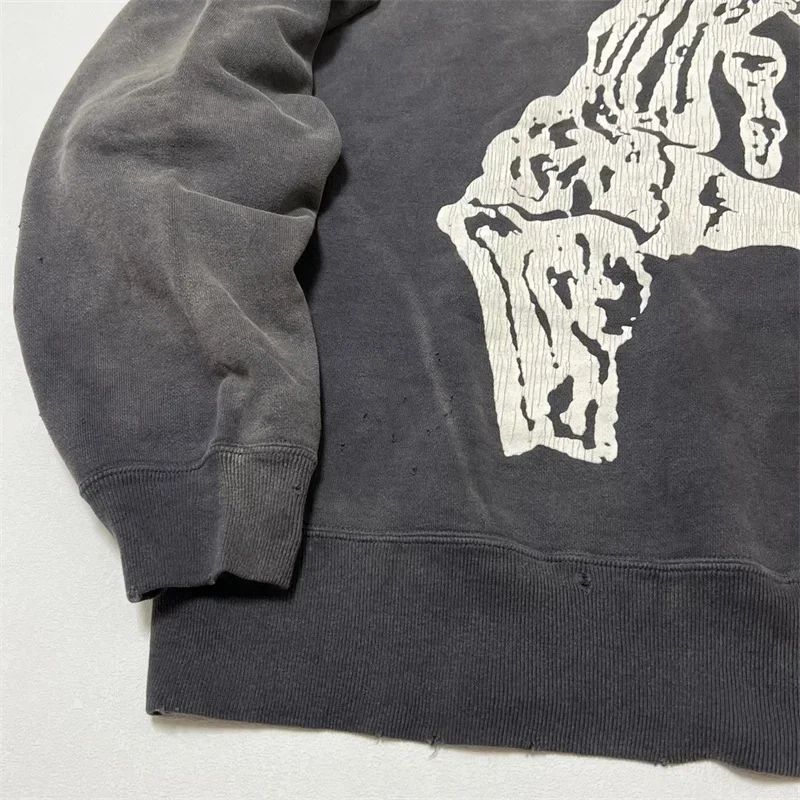 25ss стираный черный Saint Michael хип-хоп мужские толстовки 1:1 лучшее качество толстовка