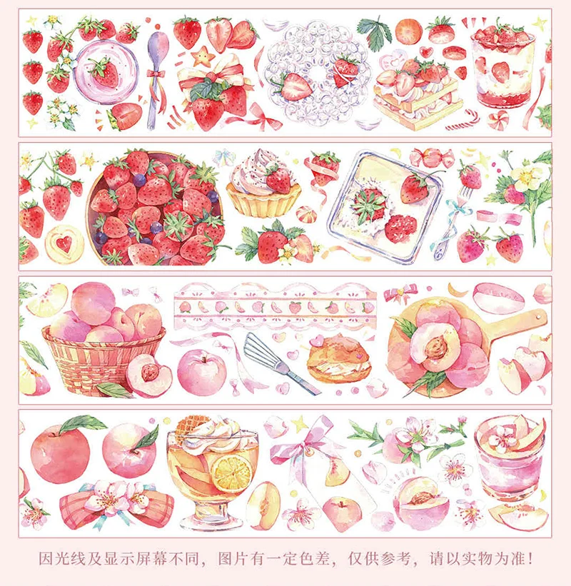 

Taiwan Made Peach Cranberry Paper Washi Pet Adhesive Tape Journal Collage Decorative Sticker 10m Roll