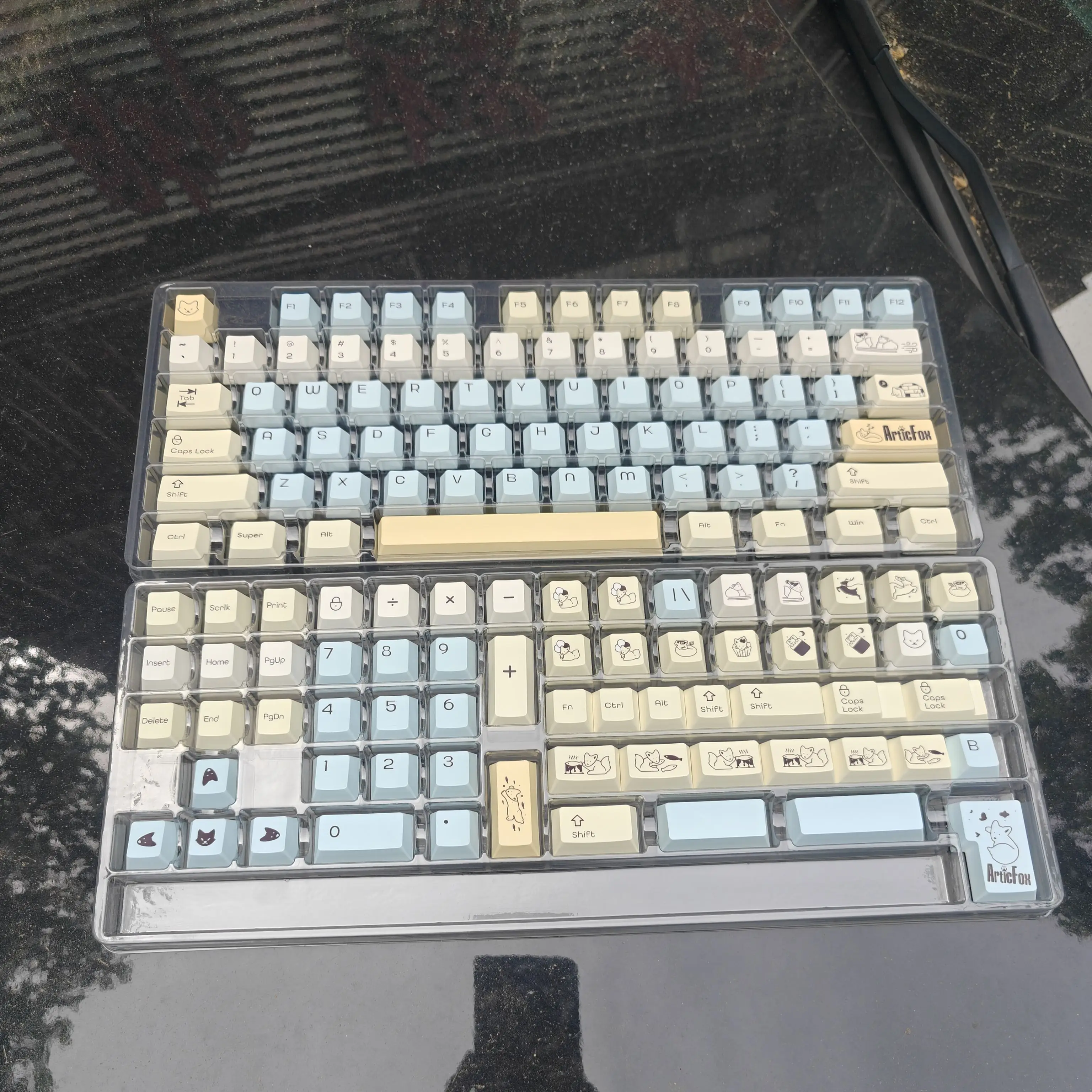 Фото C Fox Keycap Pbt Cherry пятисторонний сублимационный колпачок милый синий желтый 139 клавиш №3