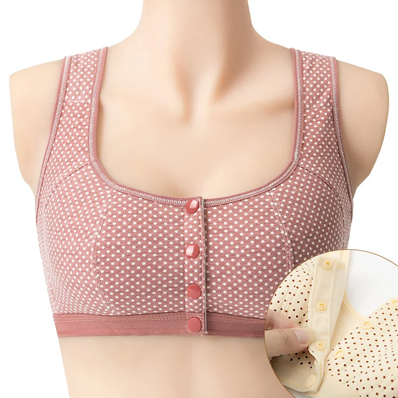 

New bra comfortable breathable soft cotton cup maternity thin printed non-steel ring tank top type large size underwear