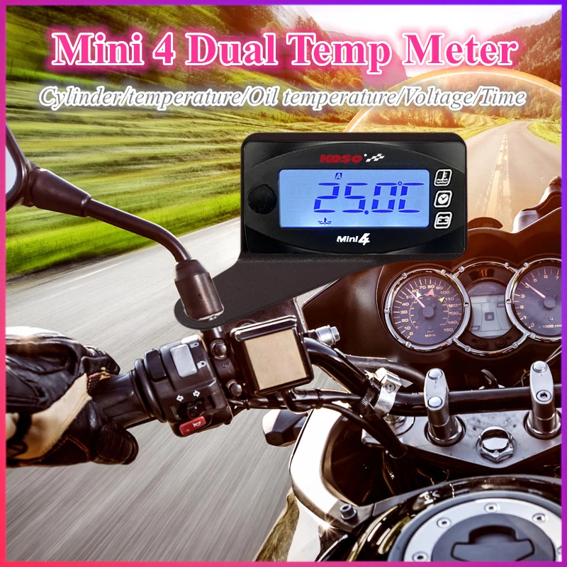 

KOSO MINI 4 DUAL TEMP METER oil temperature mini meter cylinder temperature voltage time four function