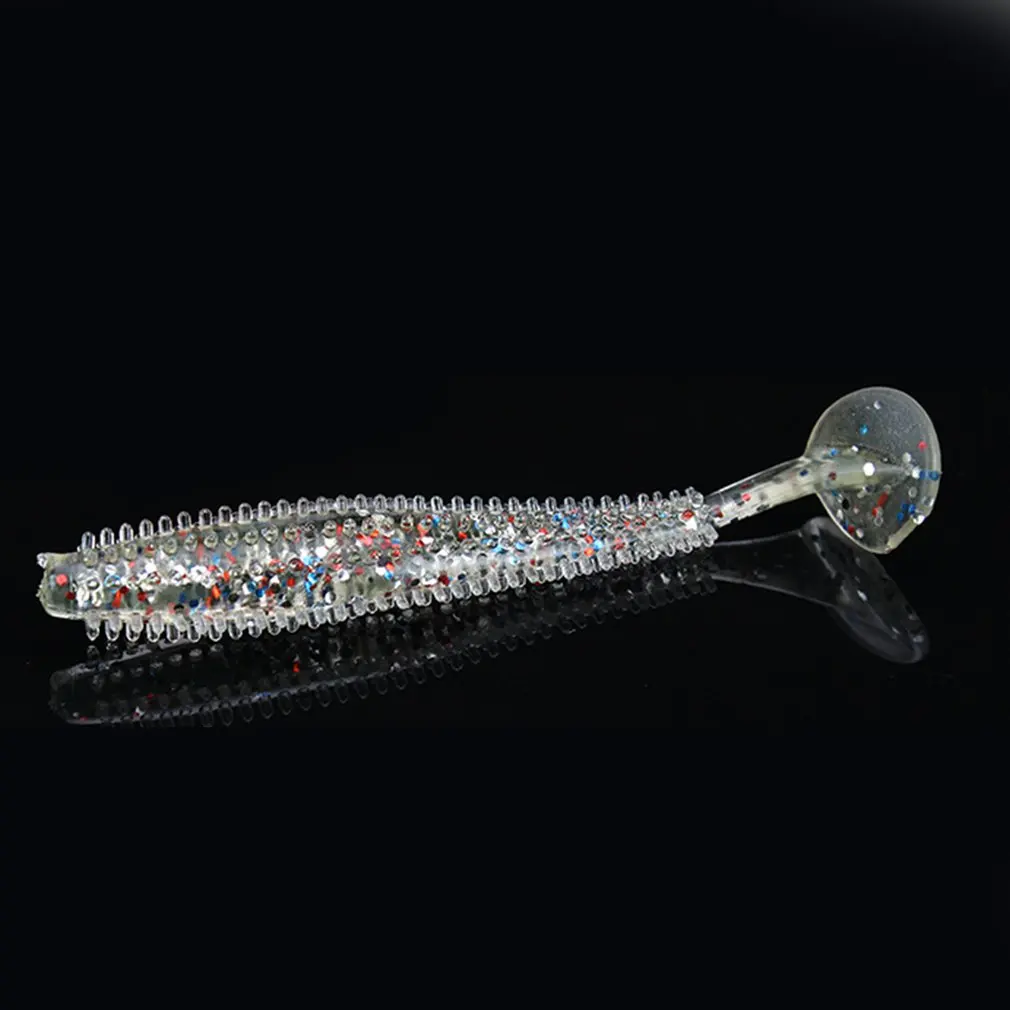 

5PCS 60mm 90mm Fishing Soft Lure Bait Sea Cucumber Paddle T-Tail Single Tails Grub Worm Glow Fish Accessories Drop Shipping