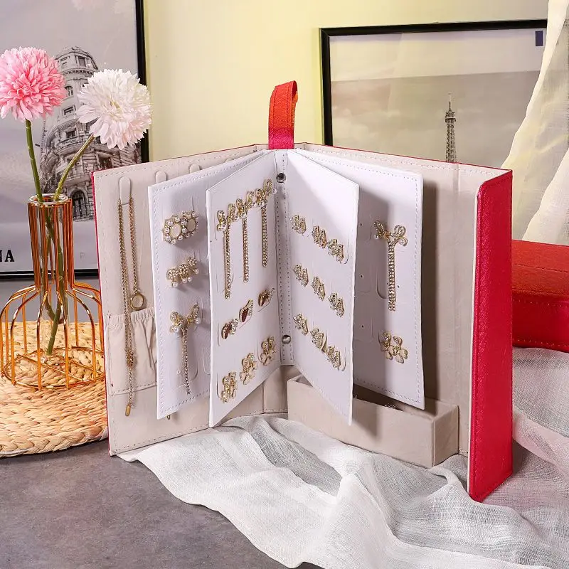 Portable Jewelry Storage Book Earring Organizer Necklace Ring Rack Holder Mini Jewelry Display Bag For Travel