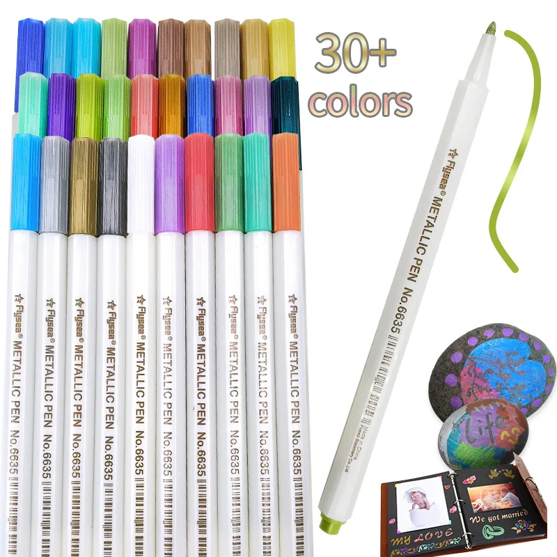 

30/10 Color Hard Headed Hand Accounting Marker Pen 1mm Album Graffiti Guka Coloring Fine Arts Metallic DIY Gift Card Making