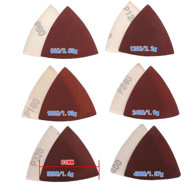 Шлифовальная бумага 80x80x80 мм Треугольная наждачная на липучке посадка
