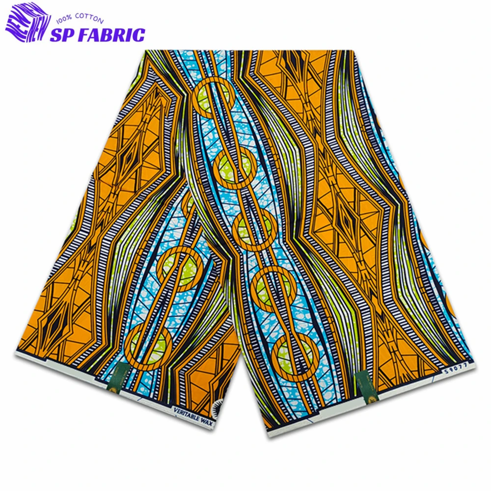 

100% Original Super Fabric 6yards Ankara Fabric African Wax Fabric Ankara Block Prints Batik Dutch Fabric For Wedding Party VL39