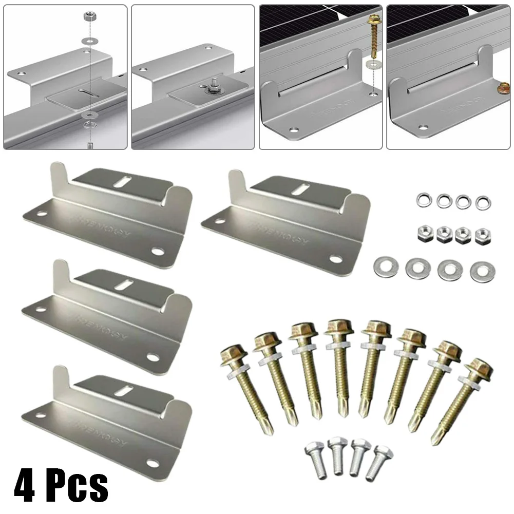 

4 Pcs Aluminium Alloy Solar Panel Mounting Bracket Photovoltaic Panel Z Shape Holder For RV Boat Flat Roof RV Yacht Accessories