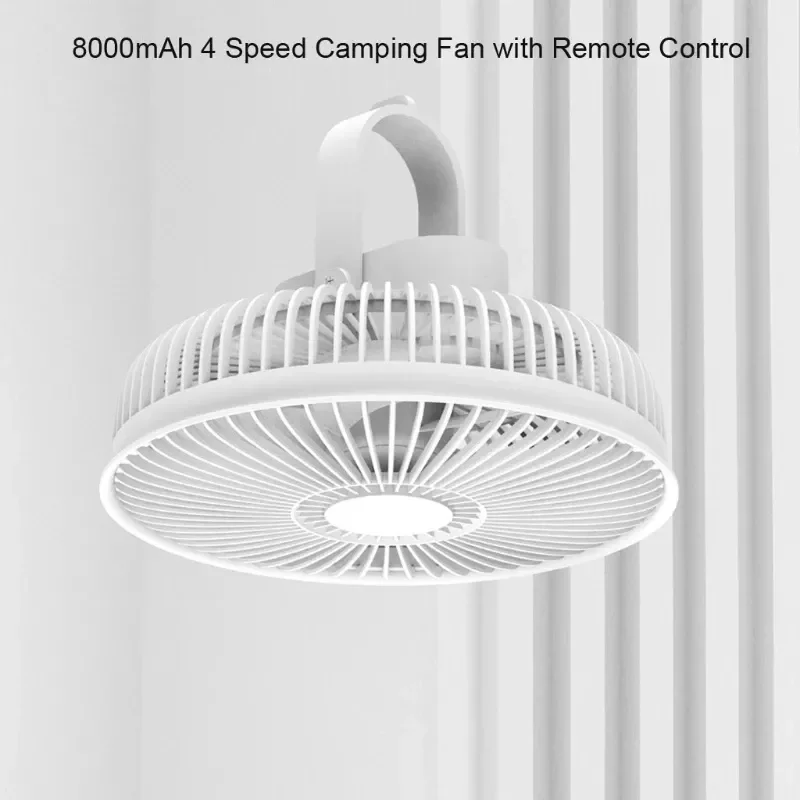 

8000mAh Portable Camping Fan Remote Control Rechargeable Battery Operated USB Fan 4 Wind Gears For Camping Tent Home Accessories