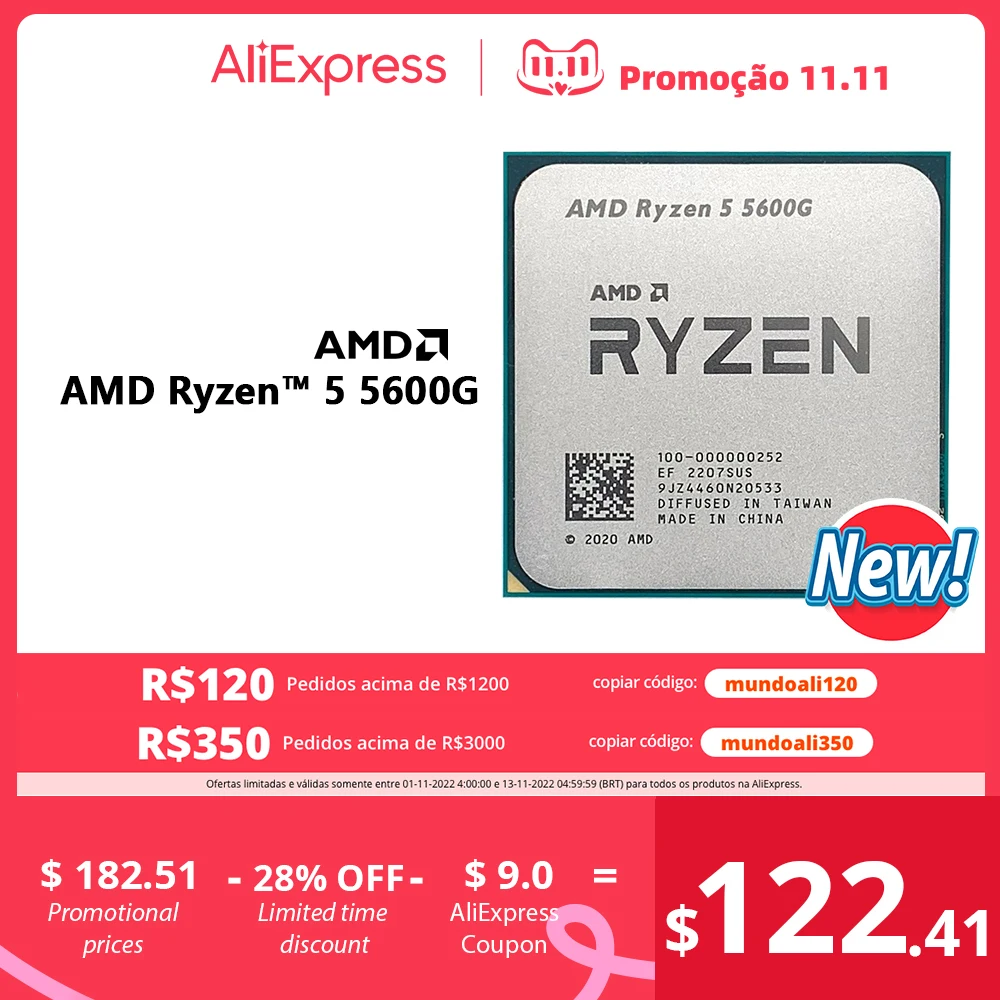 

AMD Ryzen 5 5600G R5 5600G 3.9GHz Six-Core Twelve-Thread 65W CPU Processor L3=16M 100-000000252 Socket AM4 new but no fan
