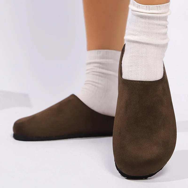 Lucyever женские тапочки из искусственной замши на плоской подошве 2024 винтажные