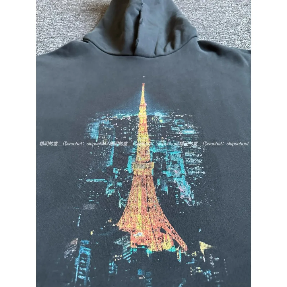 NIGO Мужская винтажная толстовка с капюшоном и принтом Tower City High Street в стиле хип-хоп